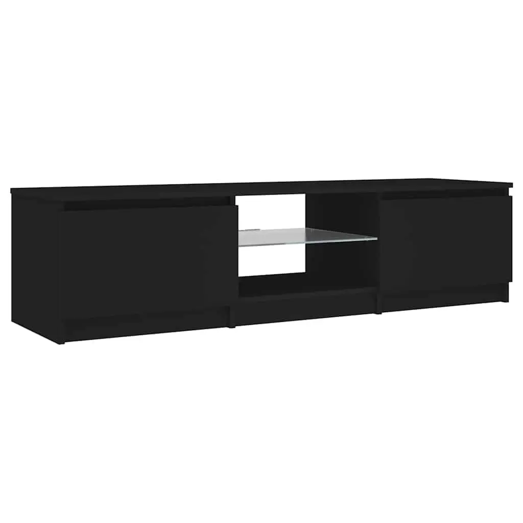 TV Cabinet with RGB LED Lights Black Entertainment Unit Storage Organiser