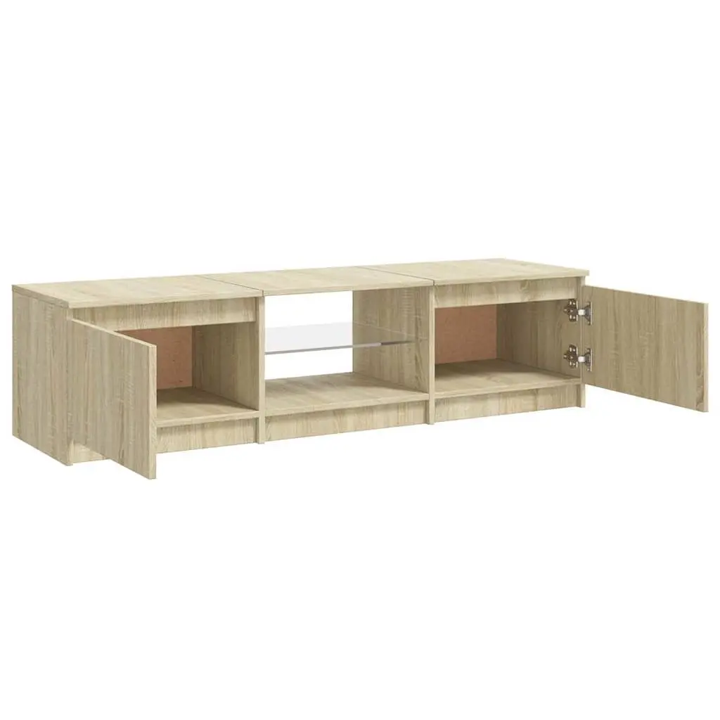 TV Cabinet with LED Lights Brown Media Stand Storage Unit 140x40x36cm
