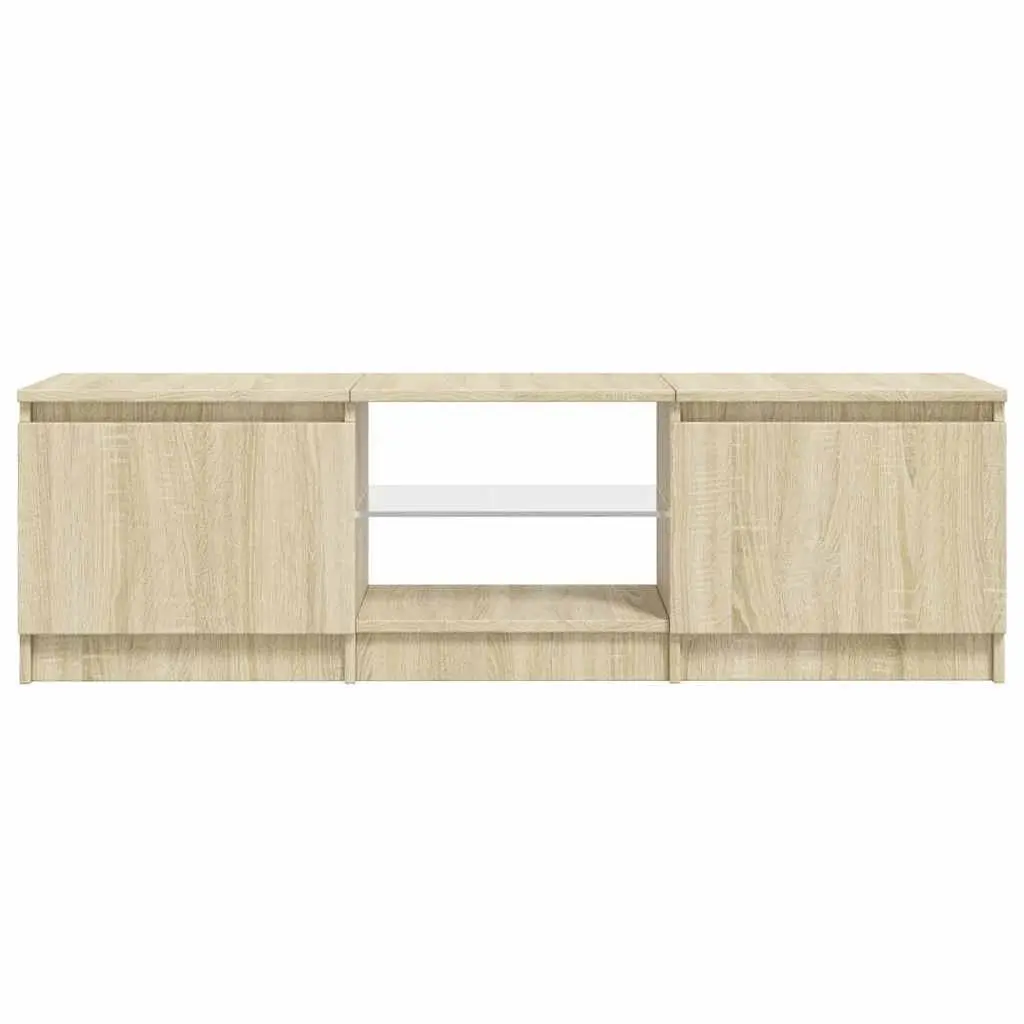 TV Cabinet with LED Lights Brown Media Stand Storage Unit 140x40x36cm