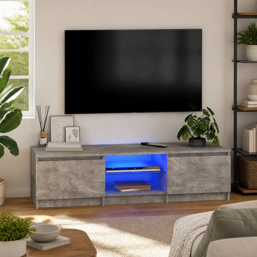Grey TV Cabinet with LED Lighting