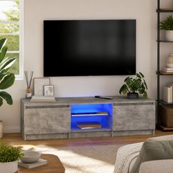 Contemporary Grey TV Cabinet with LED Lighting