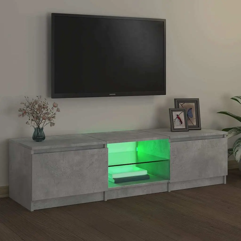 Grey TV Cabinet with LED Lighting