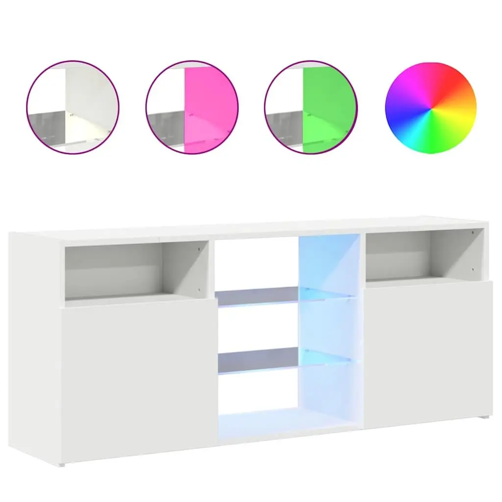TV Cabinet LED Lights White 120x30x50cm Media Storage Unit