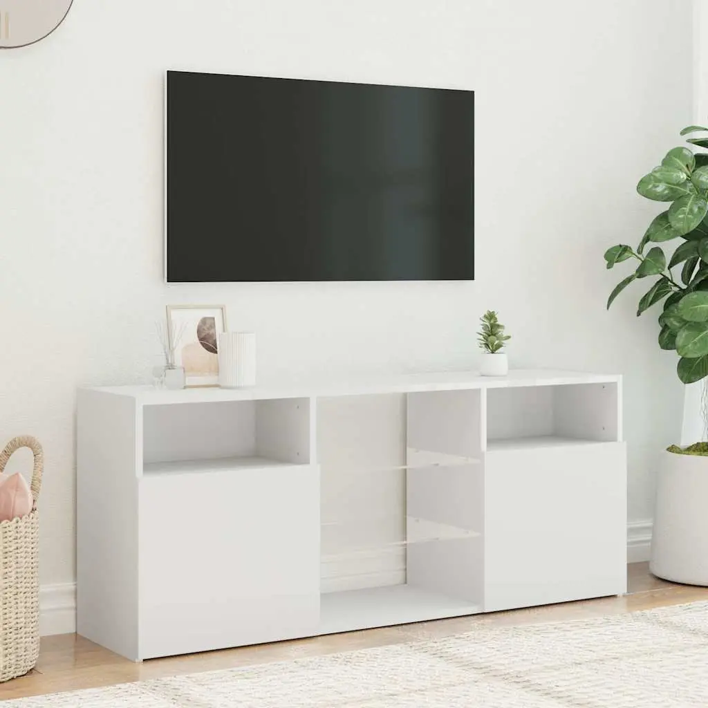 TV Cabinet LED Lights White 120x30x50cm Media Storage Unit