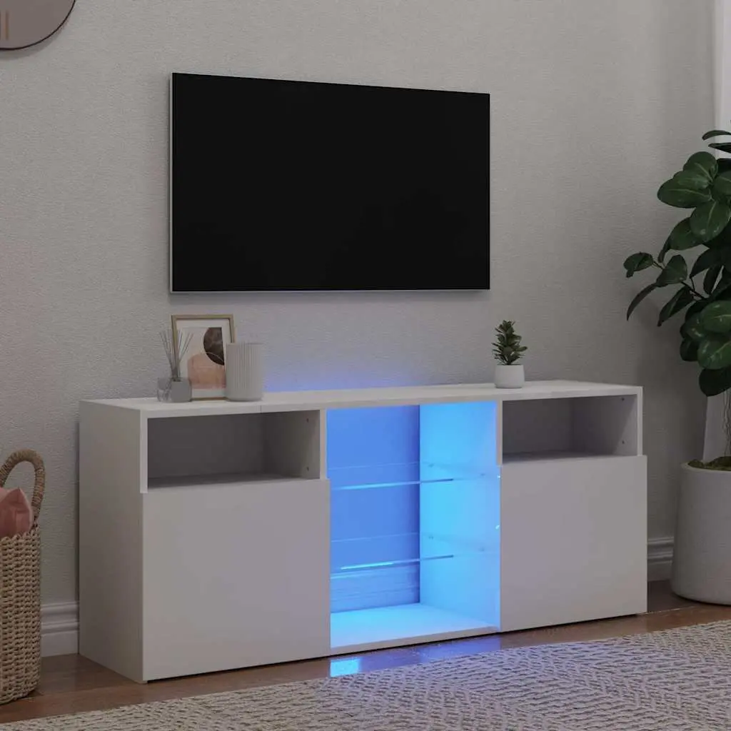 TV Cabinet LED Lights White 120x30x50cm Media Storage Unit