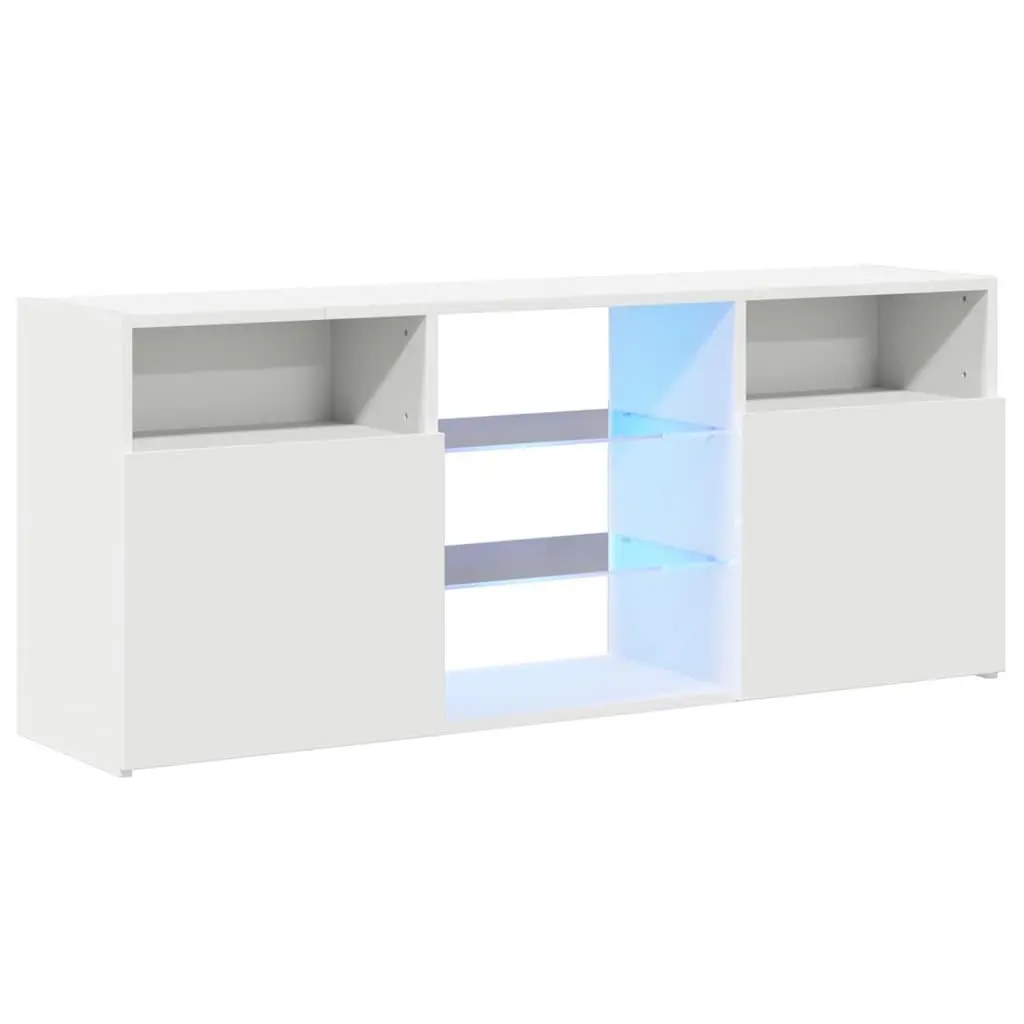 TV Cabinet LED Lights White 120x30x50cm Media Storage Unit