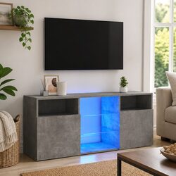 Elegant Grey TV Cabinet with RGB LED Lighting