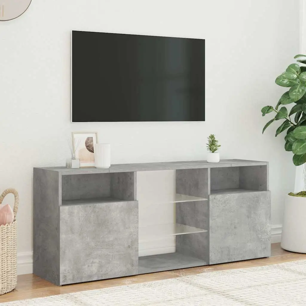 TV Cabinet Grey Media Storage Unit with RGB LED Lights 120x30x50cm
