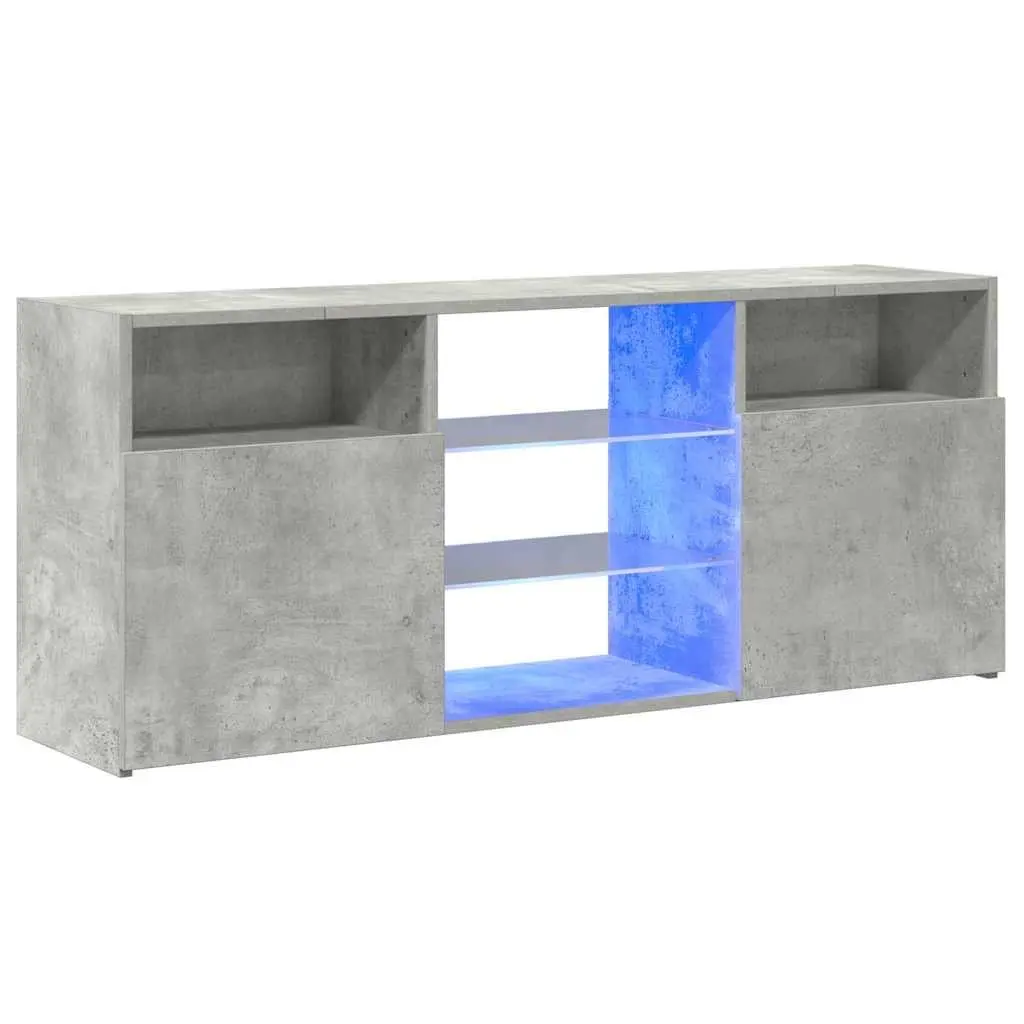 TV Cabinet Grey Media Storage Unit with RGB LED Lights 120x30x50cm