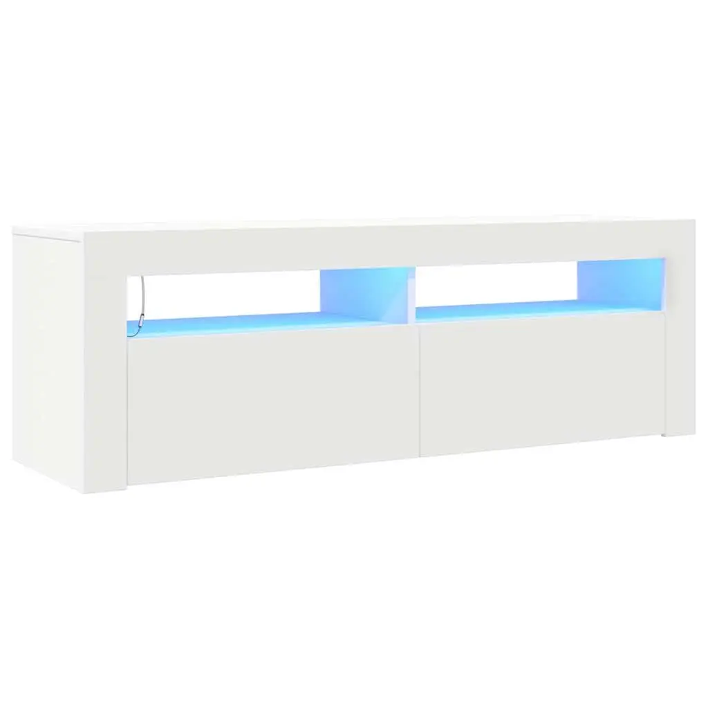 TV Cabinet Modern White 120x35x40cm Storage Unit with RGB LED Lights