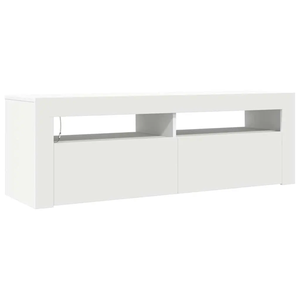 TV Cabinet Modern White 120x35x40cm Storage Unit with RGB LED Lights