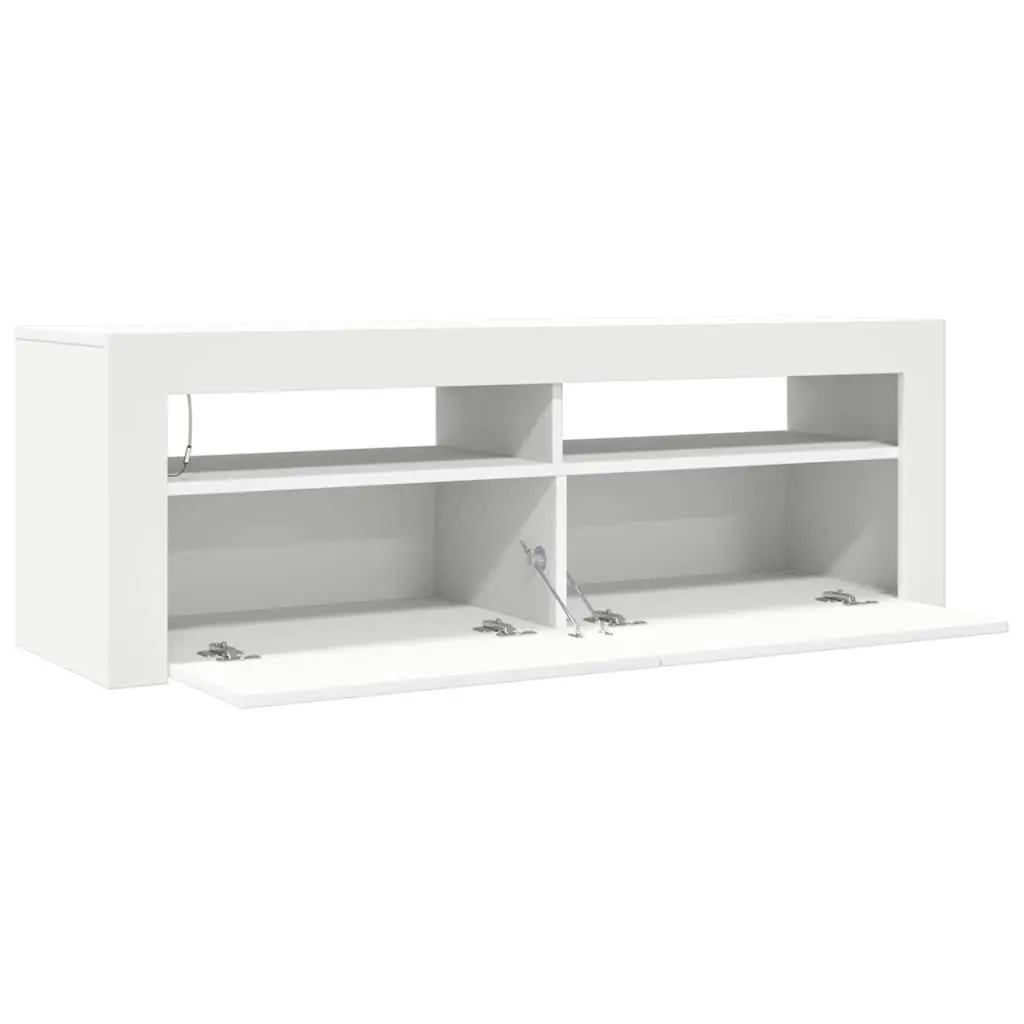 TV Cabinet Modern White 120x35x40cm Storage Unit with RGB LED Lights