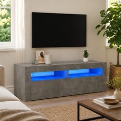 Stylish Grey TV Cabinet with RGB LED Lights