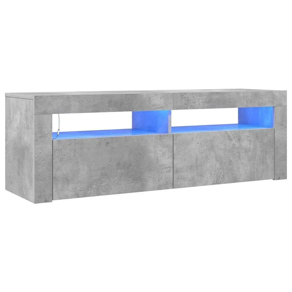 TV Cabinet with RGB LED Lights Grey Media Storage Unit Modern Design 120x35x40cm