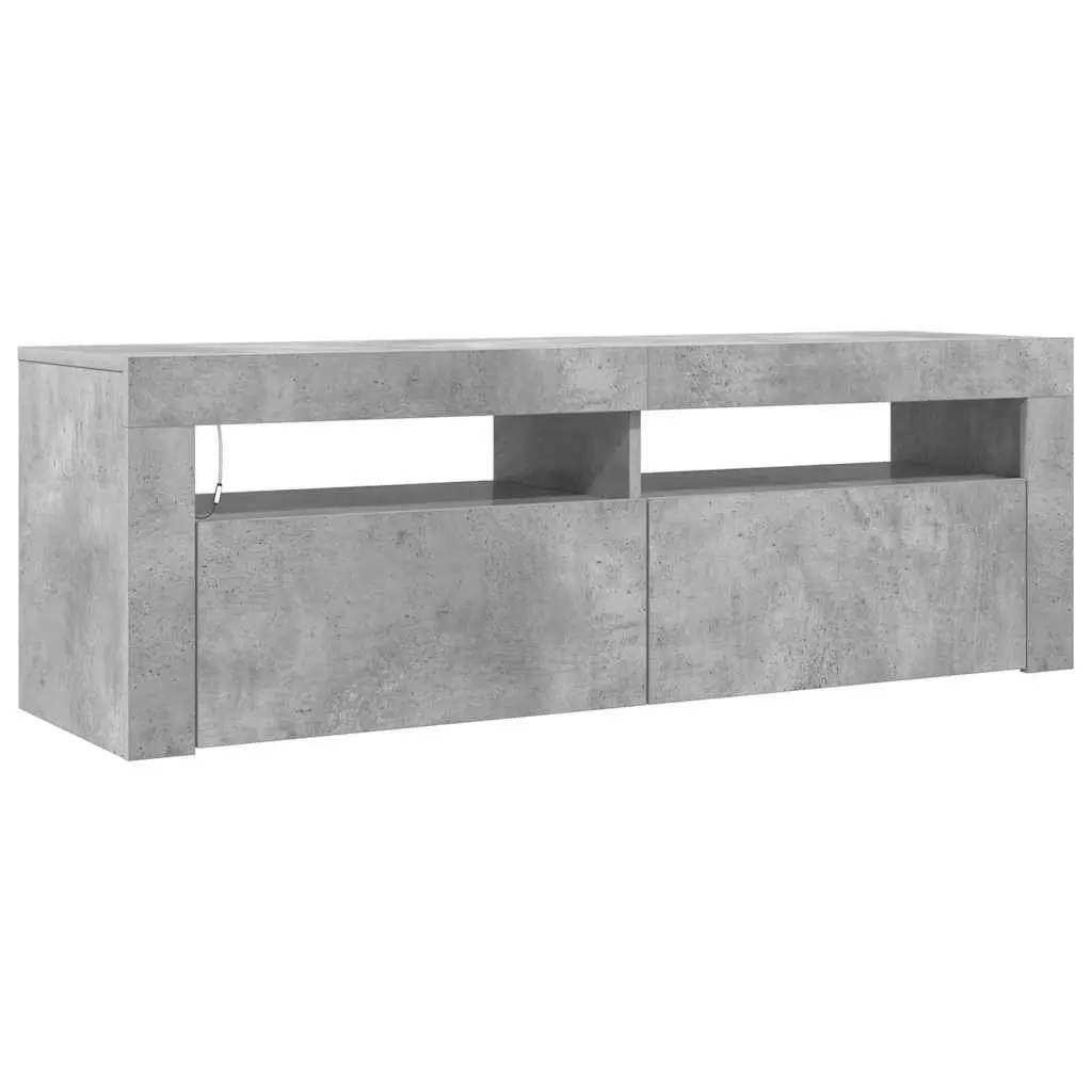TV Cabinet with RGB LED Lights Grey Media Storage Unit Modern Design 120x35x40cm