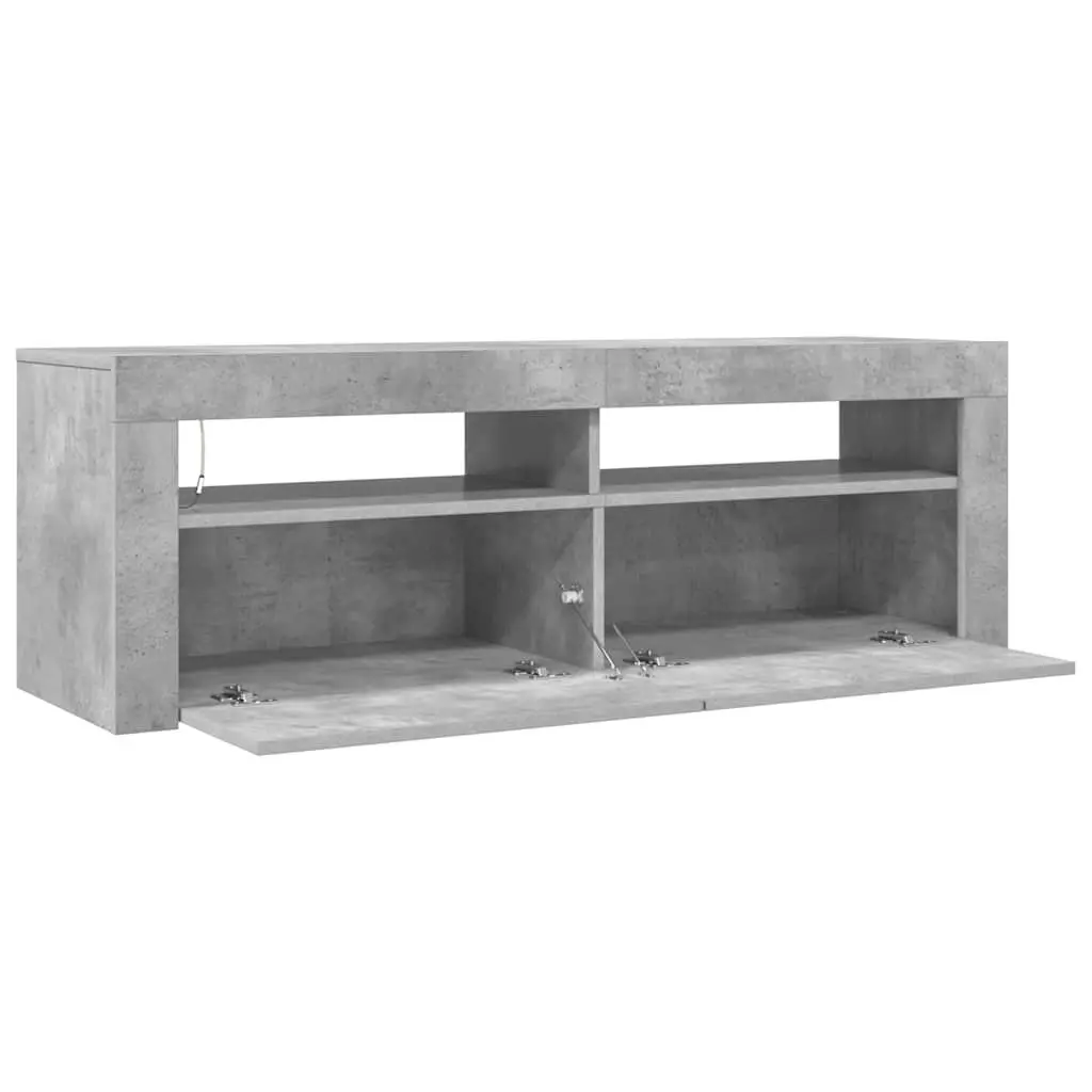 TV Cabinet with RGB LED Lights Grey Media Storage Unit Modern Design 120x35x40cm
