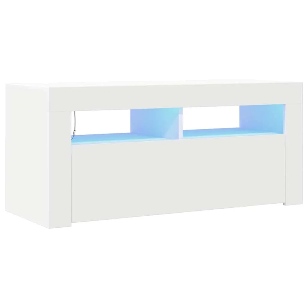 White TV Cabinet with LED Lighting
