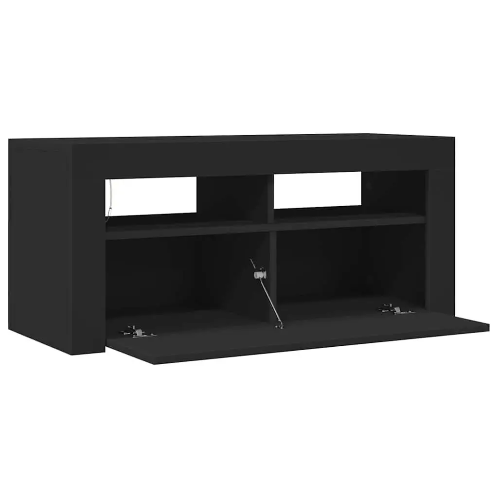 TV Cabinet Black Modern Entertainment Unit 90 x 35 x 40 cm Wood with RGB LED Lights