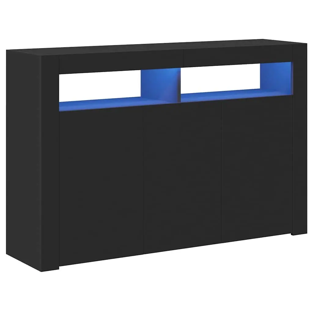 Storage Sideboard with RGB LED Lights in Black 115.5x30x75 cm