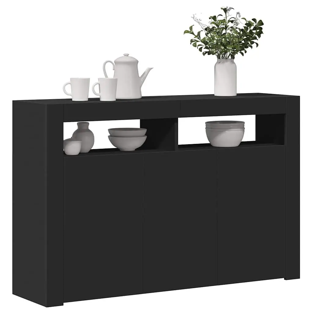 Storage Sideboard with RGB LED Lights in Black 115.5x30x75 cm