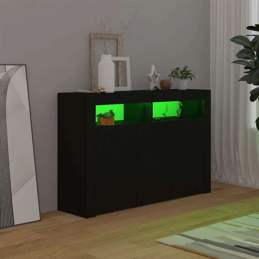 Storage Sideboard with RGB LED Lights in Black 115.5x30x75 cm