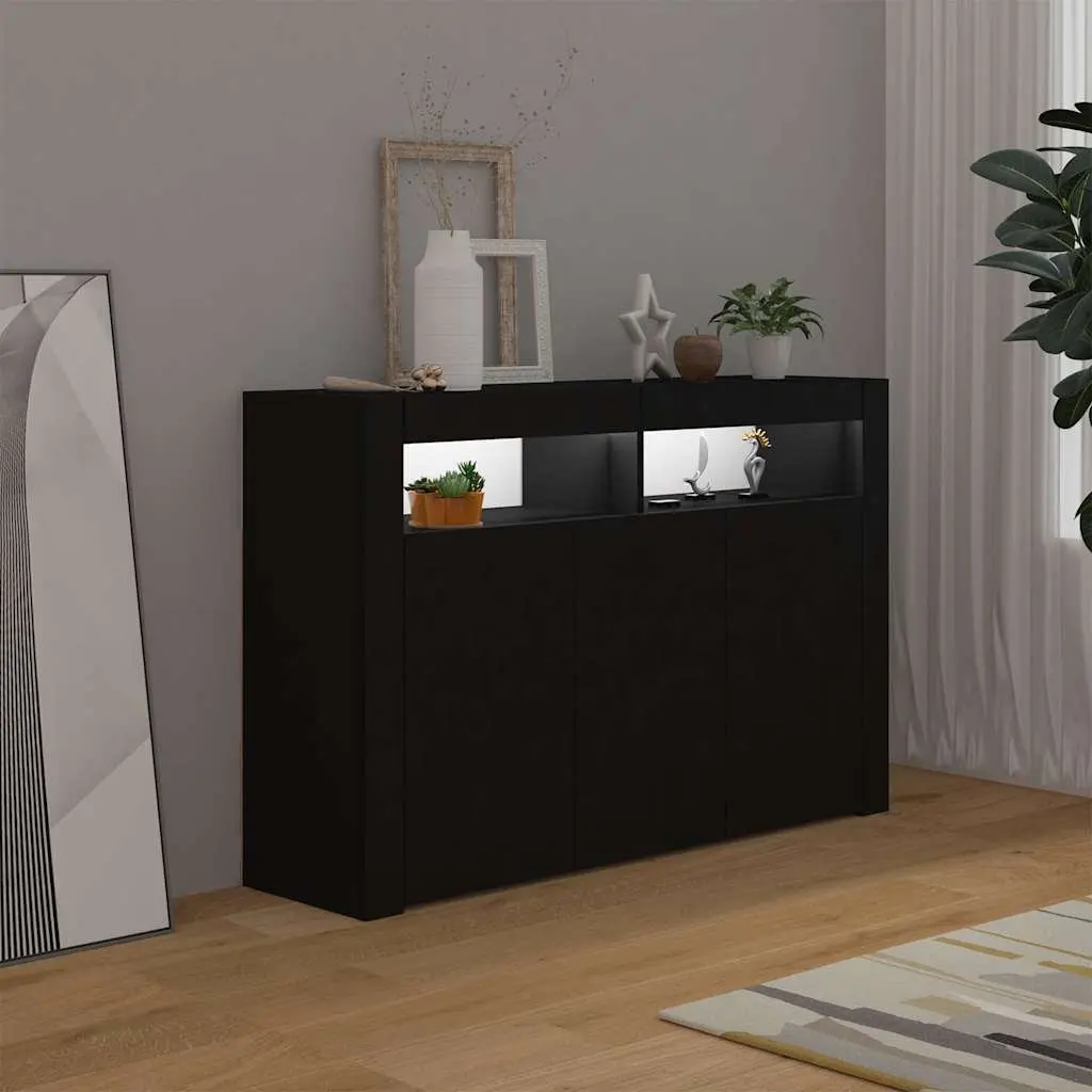 Storage Sideboard with RGB LED Lights in Black 115.5x30x75 cm