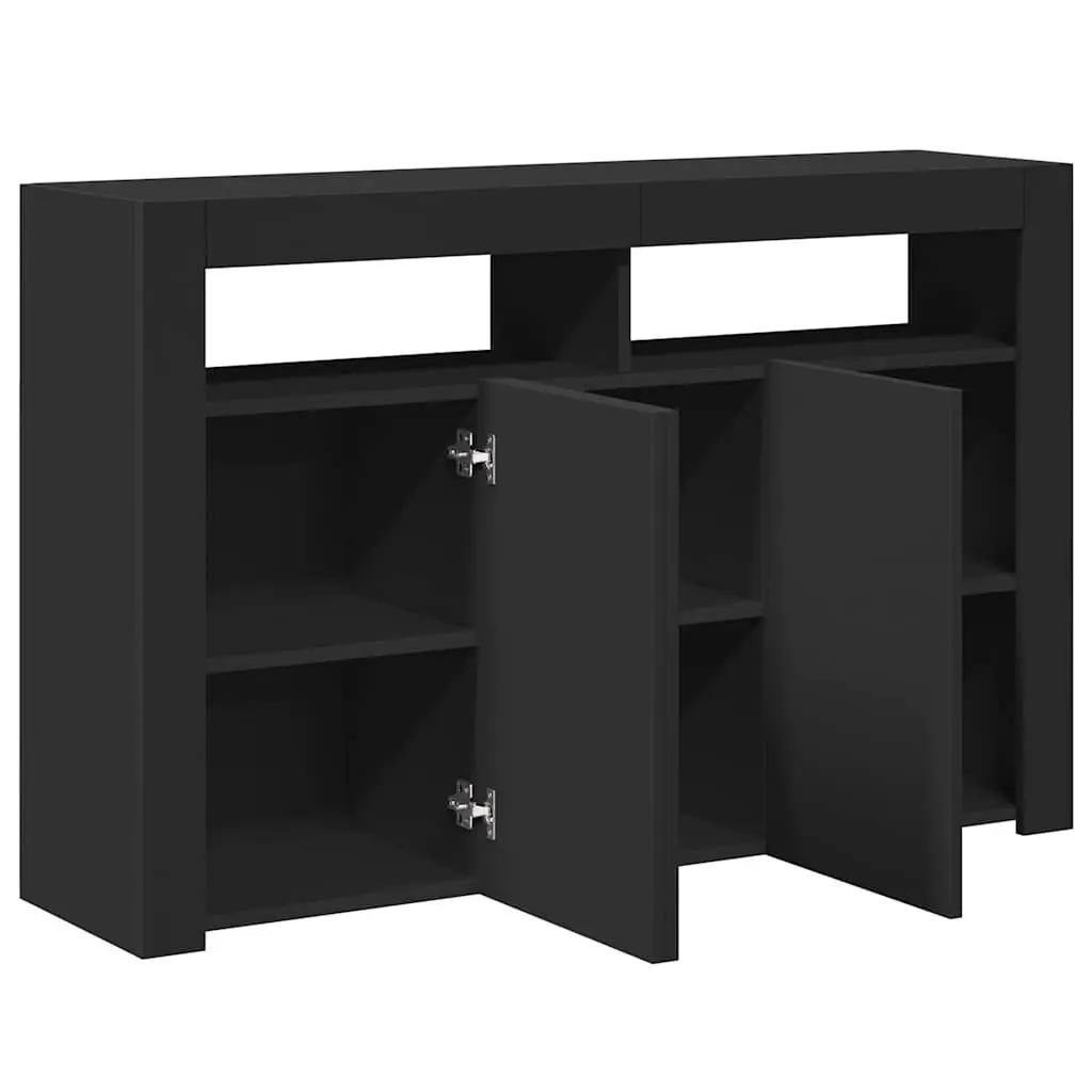 Storage Sideboard with RGB LED Lights in Black 115.5x30x75 cm