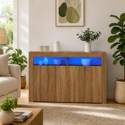 Brown Sonoma Oak Sideboard with RGB LED Lights