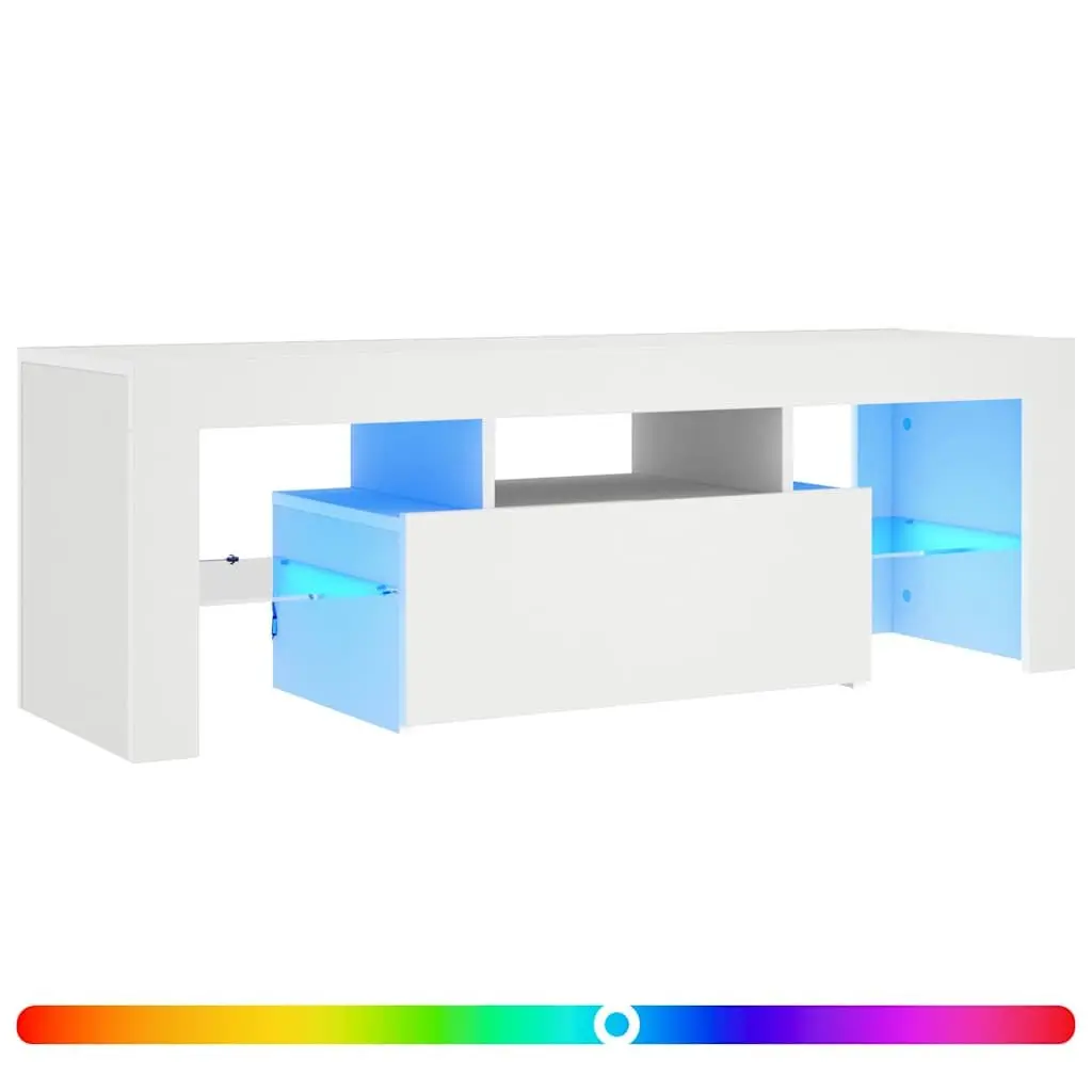 White TV Cabinet with RGB LED Lighting