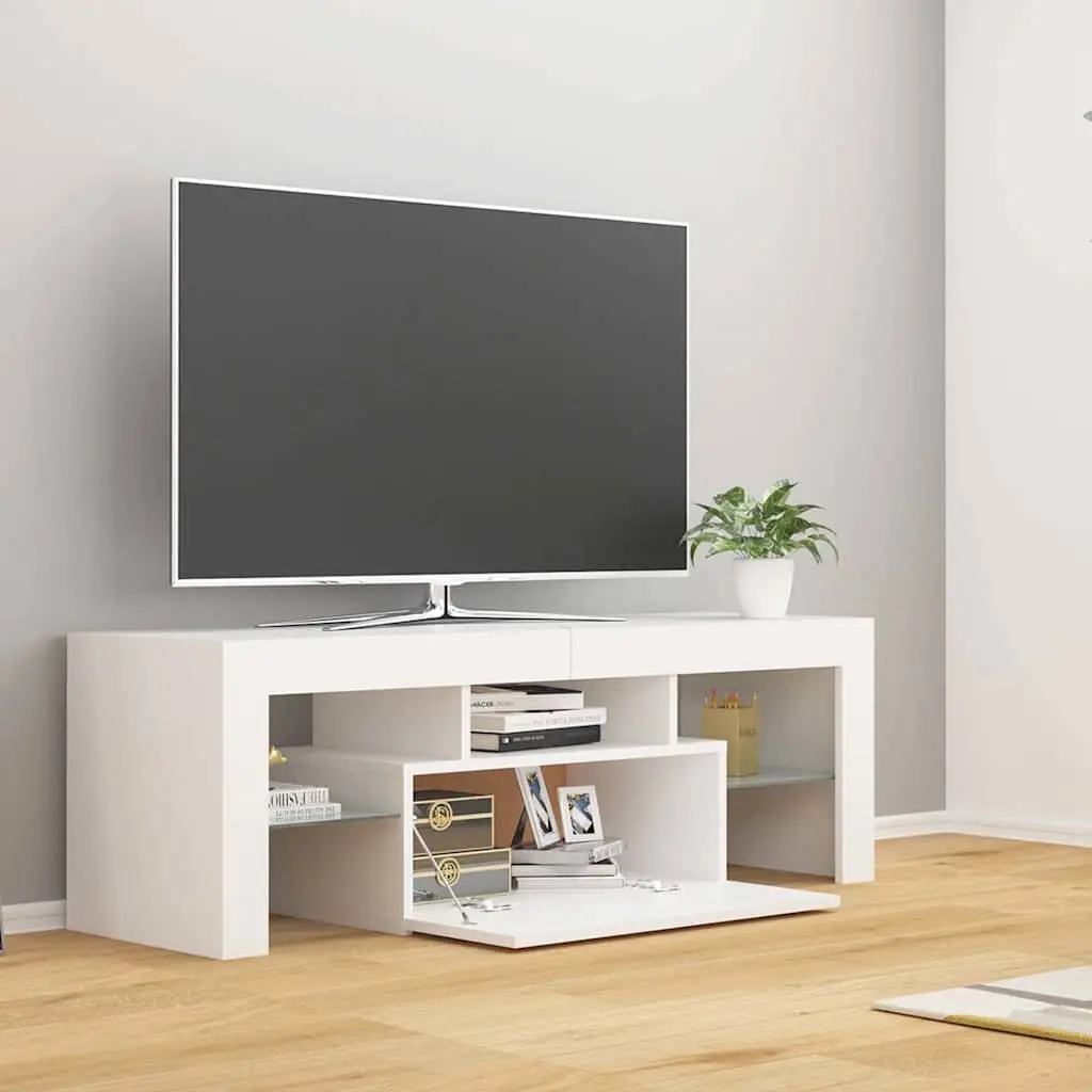 White TV Cabinet with RGB LED Lighting
