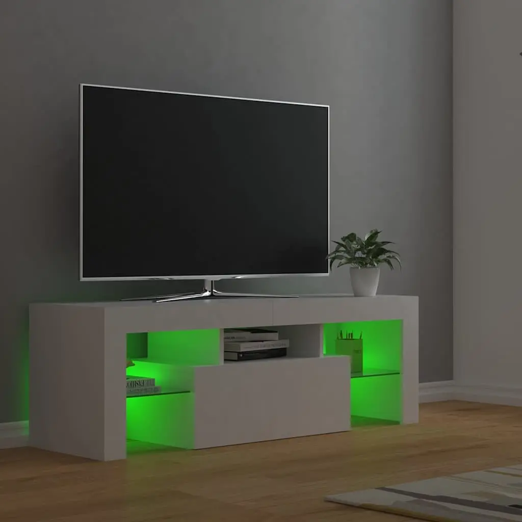 White TV Cabinet with RGB LED Lighting