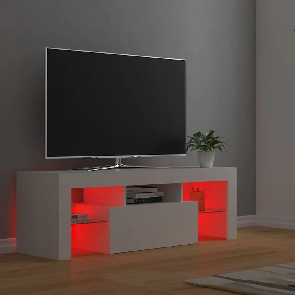 White TV Cabinet with RGB LED Lighting