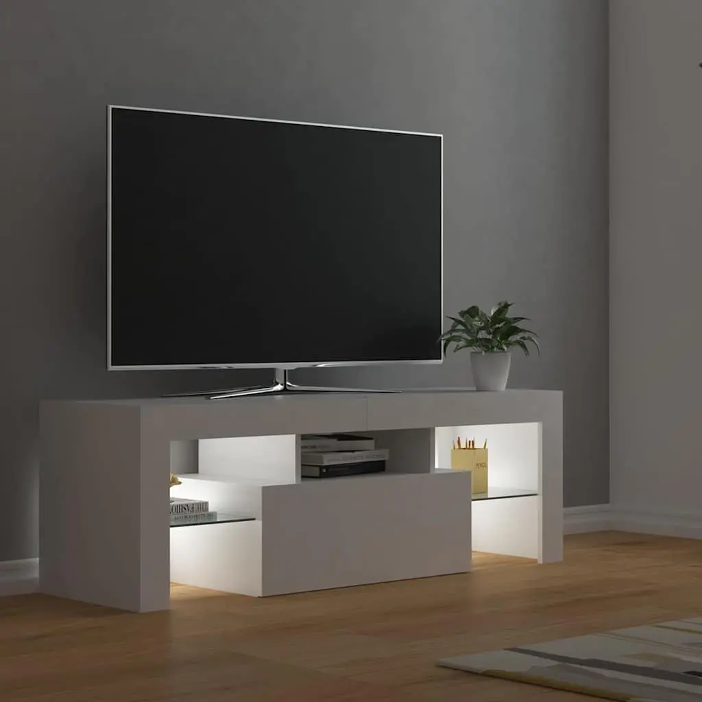 White TV Cabinet with RGB LED Lighting