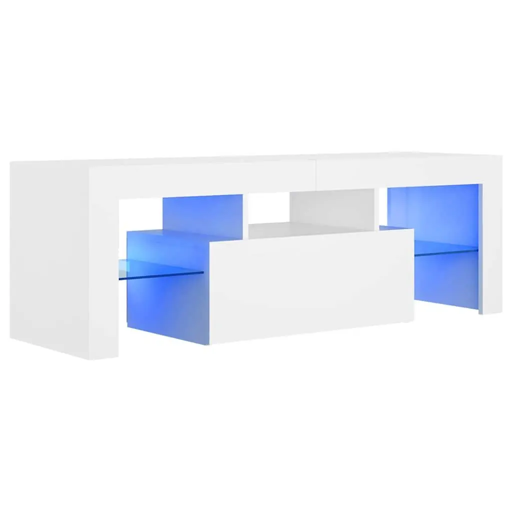 White TV Cabinet with RGB LED Lighting