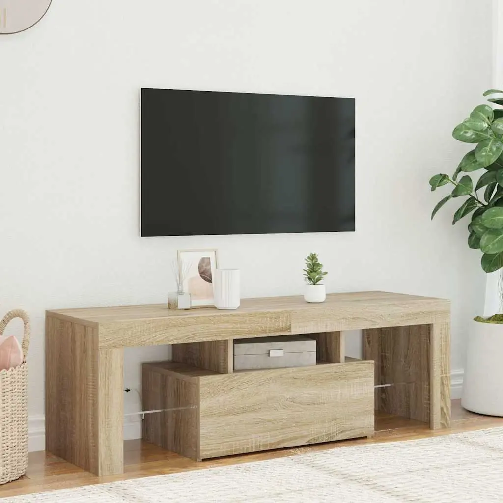 TV Cabinet Sonoma Oak 120x35x40cm Engineered Wood with RGB LED Lights