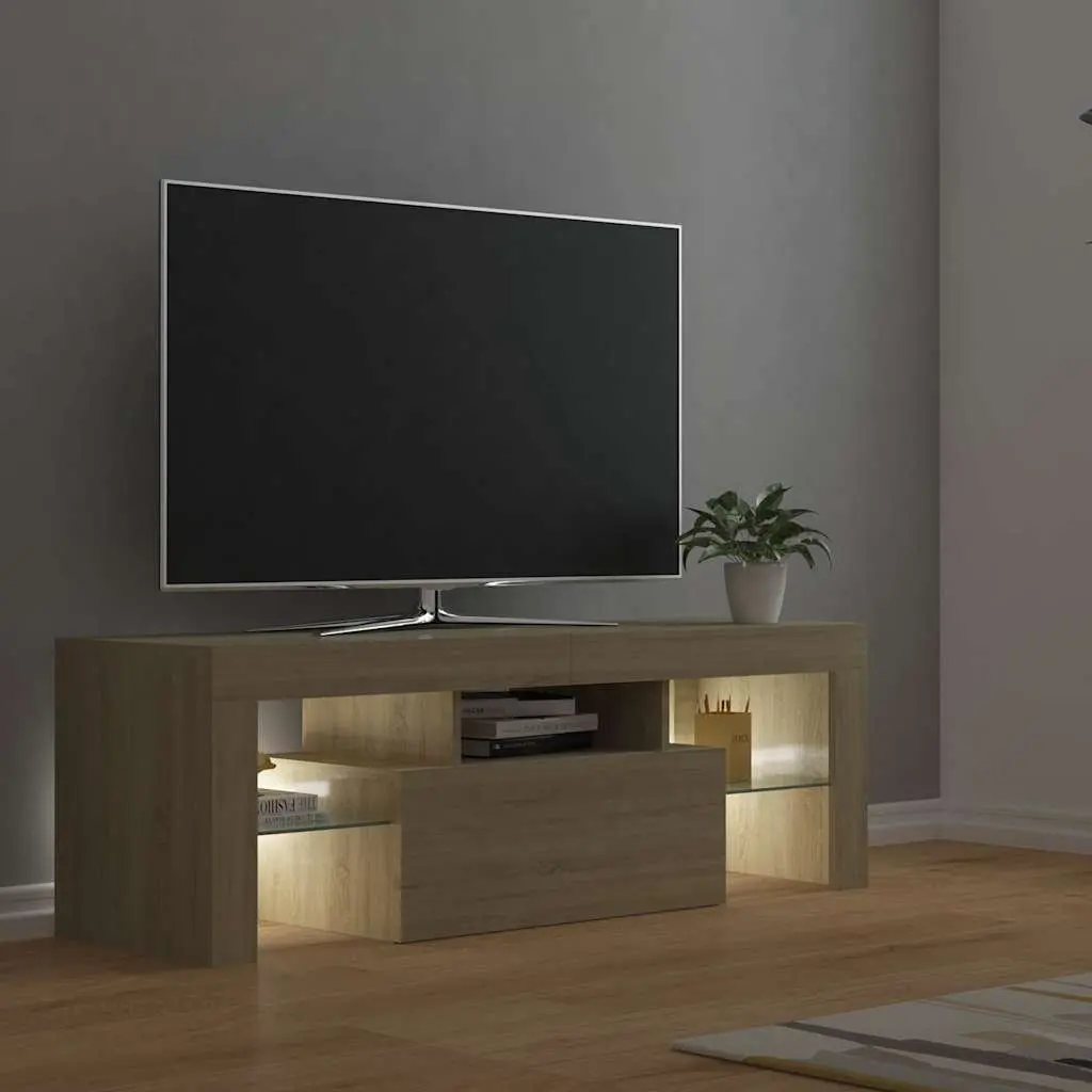 TV Cabinet Sonoma Oak 120x35x40cm Engineered Wood with RGB LED Lights