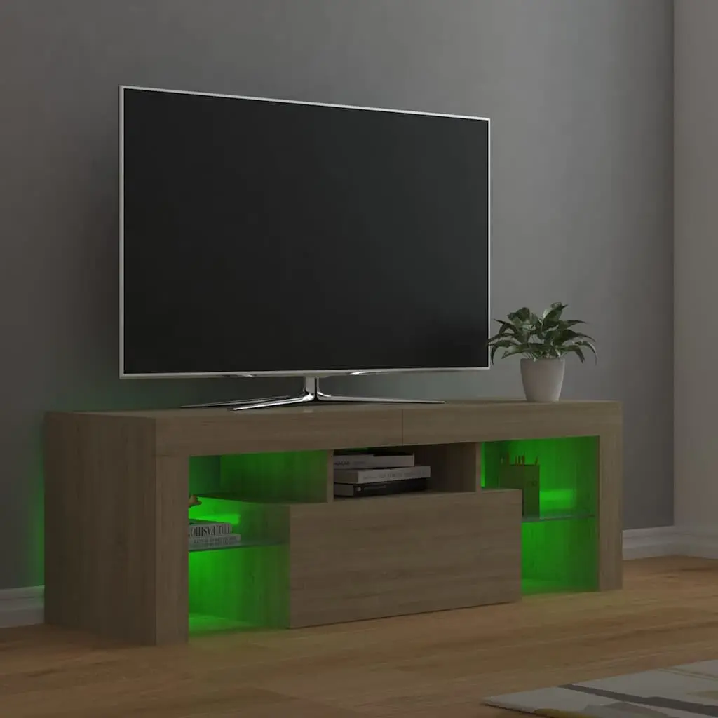 TV Cabinet Sonoma Oak 120x35x40cm Engineered Wood with RGB LED Lights
