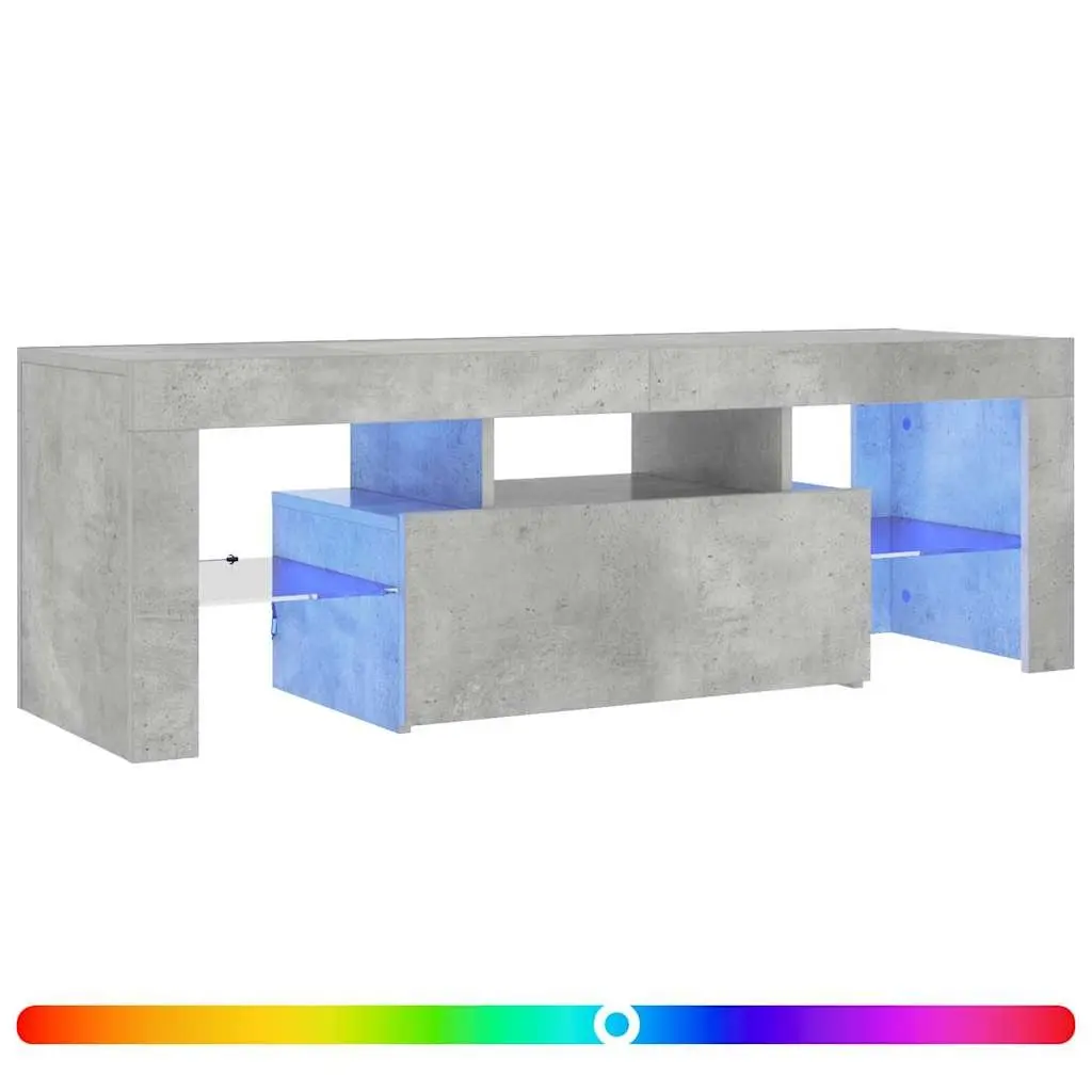 TV Cabinet Grey LED Lights Media Storage Stand Living Room Furniture Unit