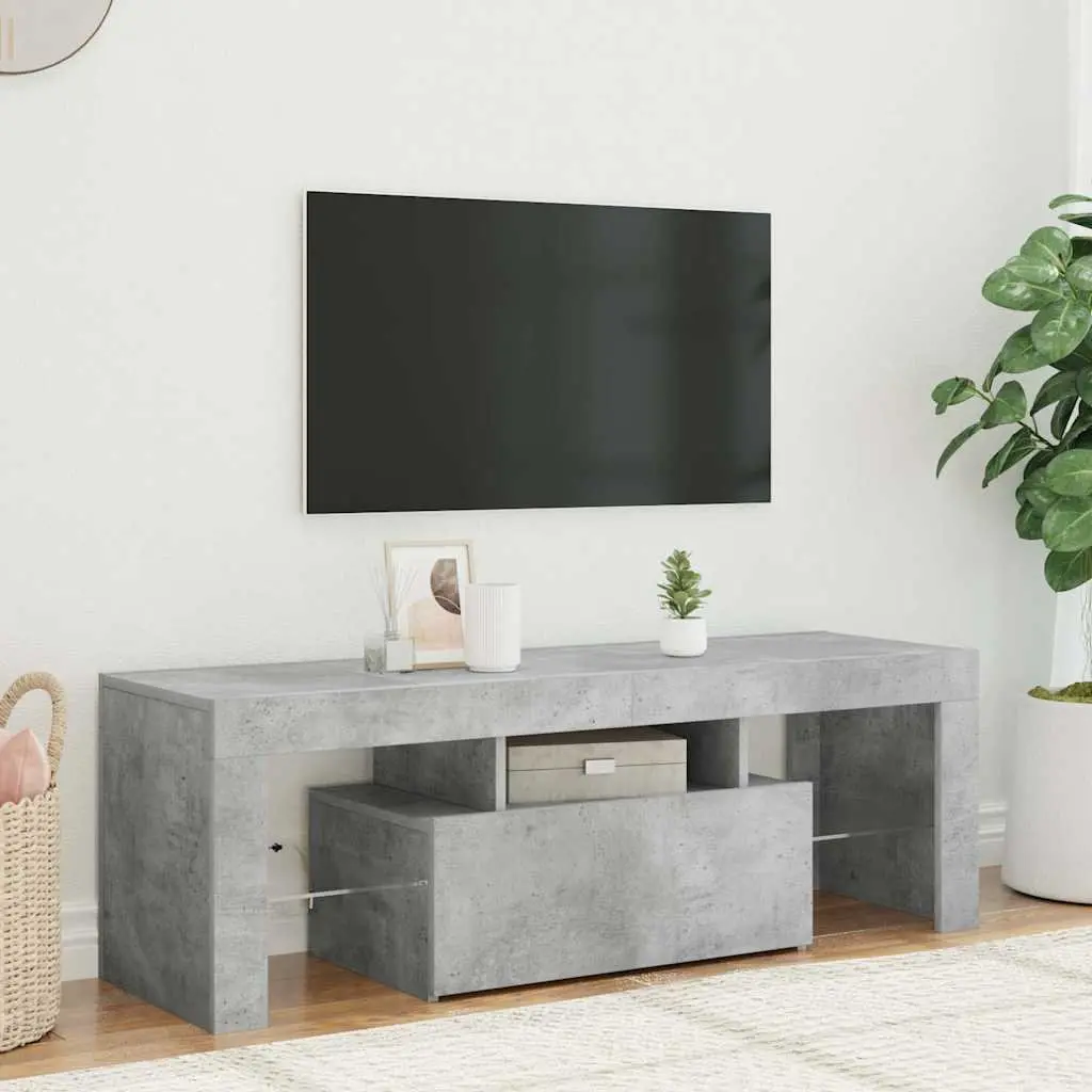 TV Cabinet Grey LED Lights Media Storage Stand Living Room Furniture Unit