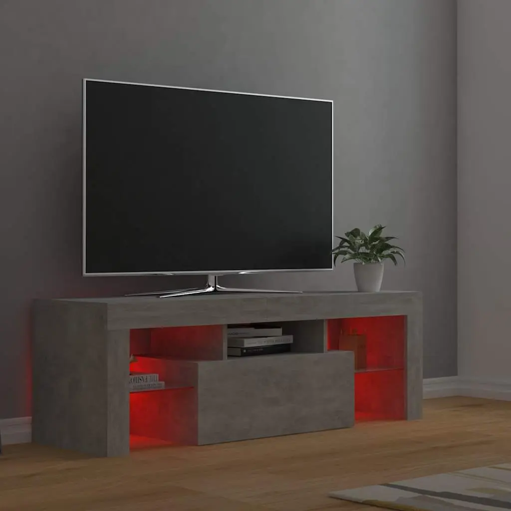 TV Cabinet Grey LED Lights Media Storage Stand Living Room Furniture Unit