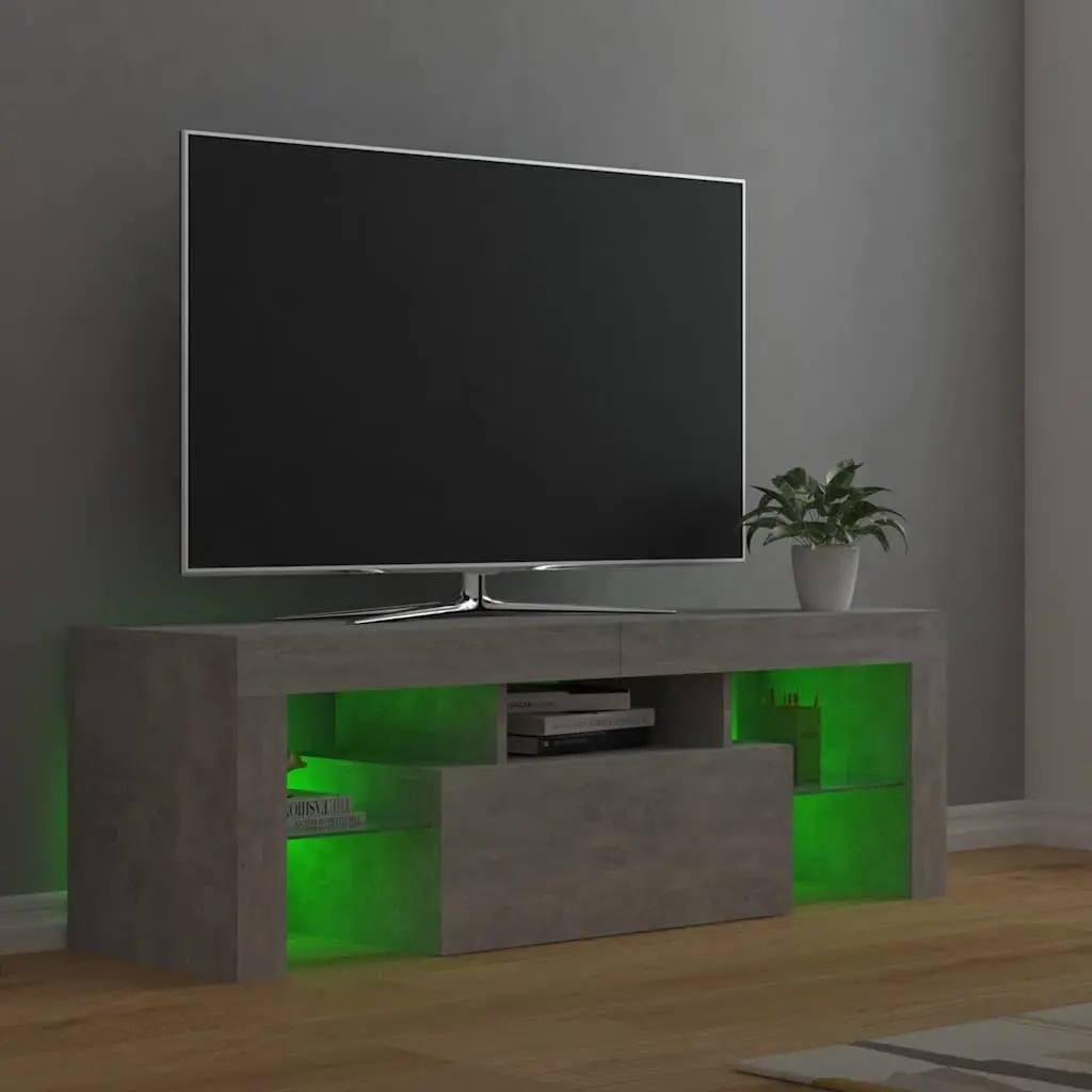 TV Cabinet Grey LED Lights Media Storage Stand Living Room Furniture Unit