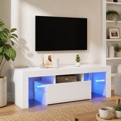 Modern White High Gloss TV Cabinet with LED Lights