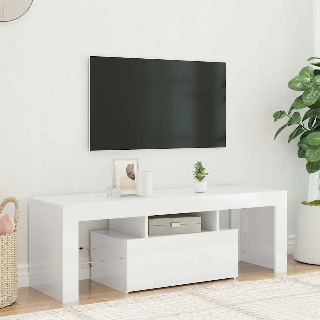 White High Gloss TV Cabinet with LED Lights