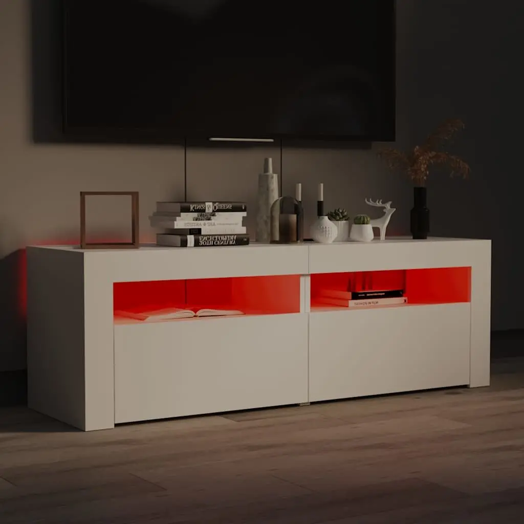 White TV Cabinet with LED Lighting