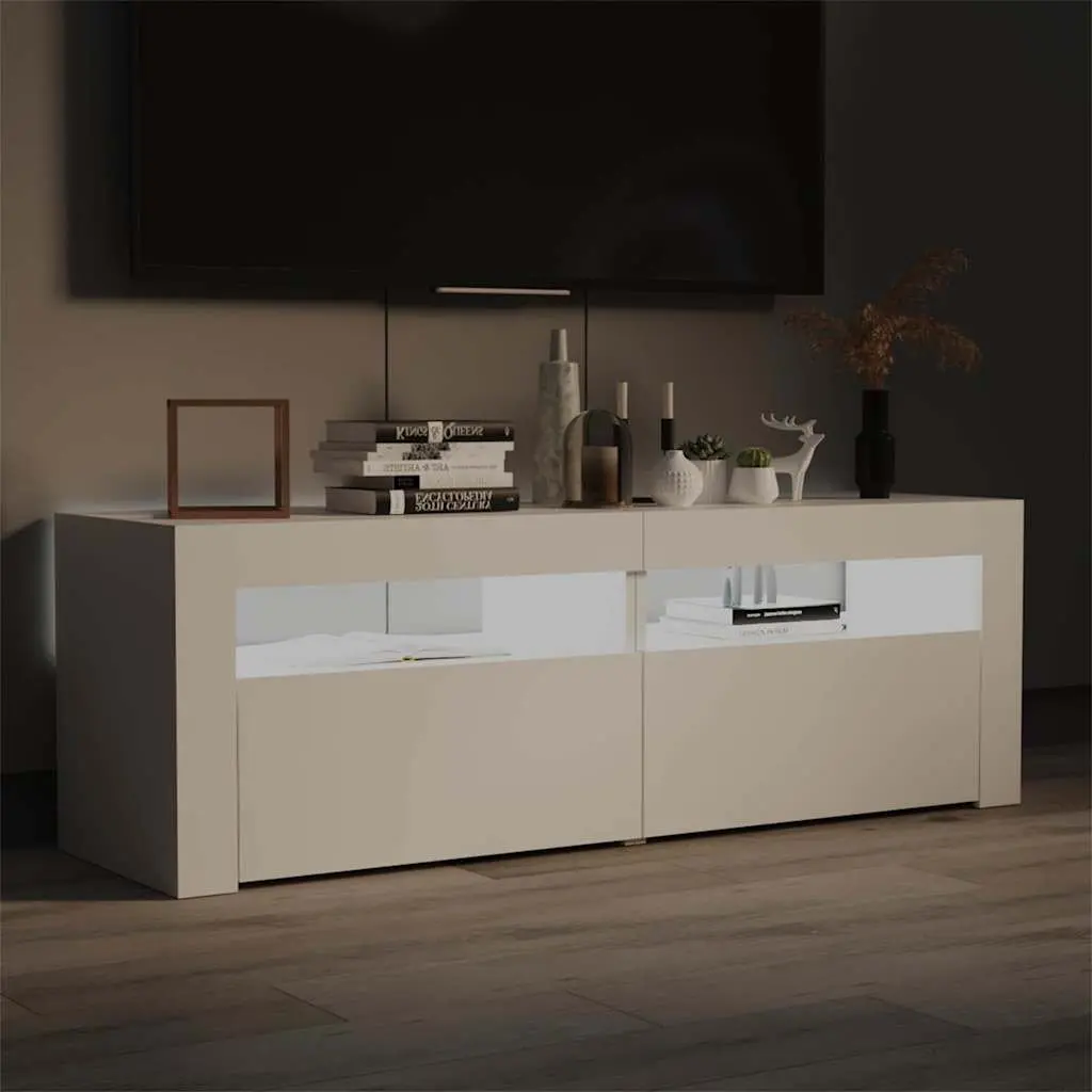 White TV Cabinet with LED Lighting
