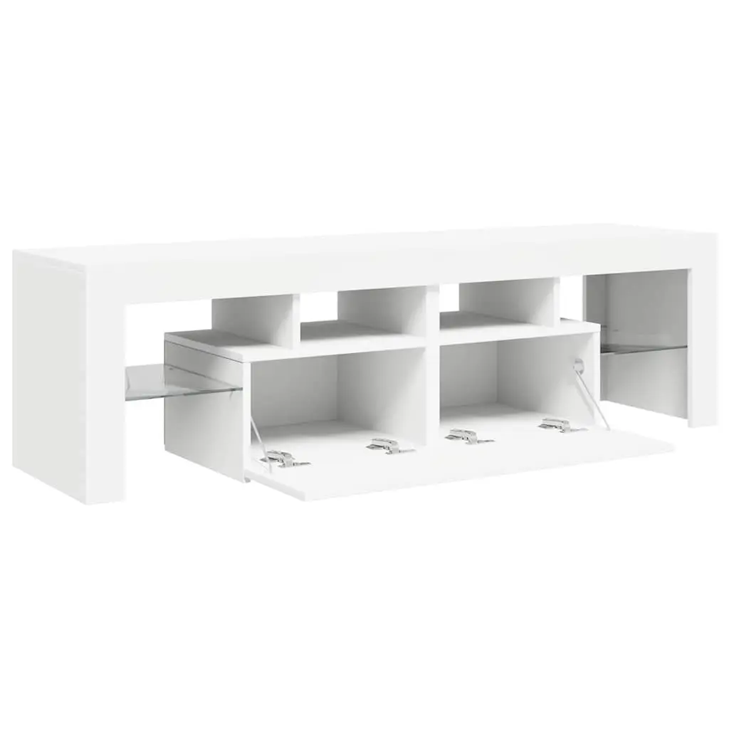 TV Cabinet Modern RGB LED Lights White 140cm Engineered Wood