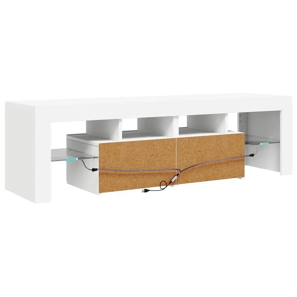 TV Cabinet Modern RGB LED Lights White 140cm Engineered Wood