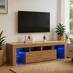 Brown Engineered Wood TV Cabinet with RGB LED Lights