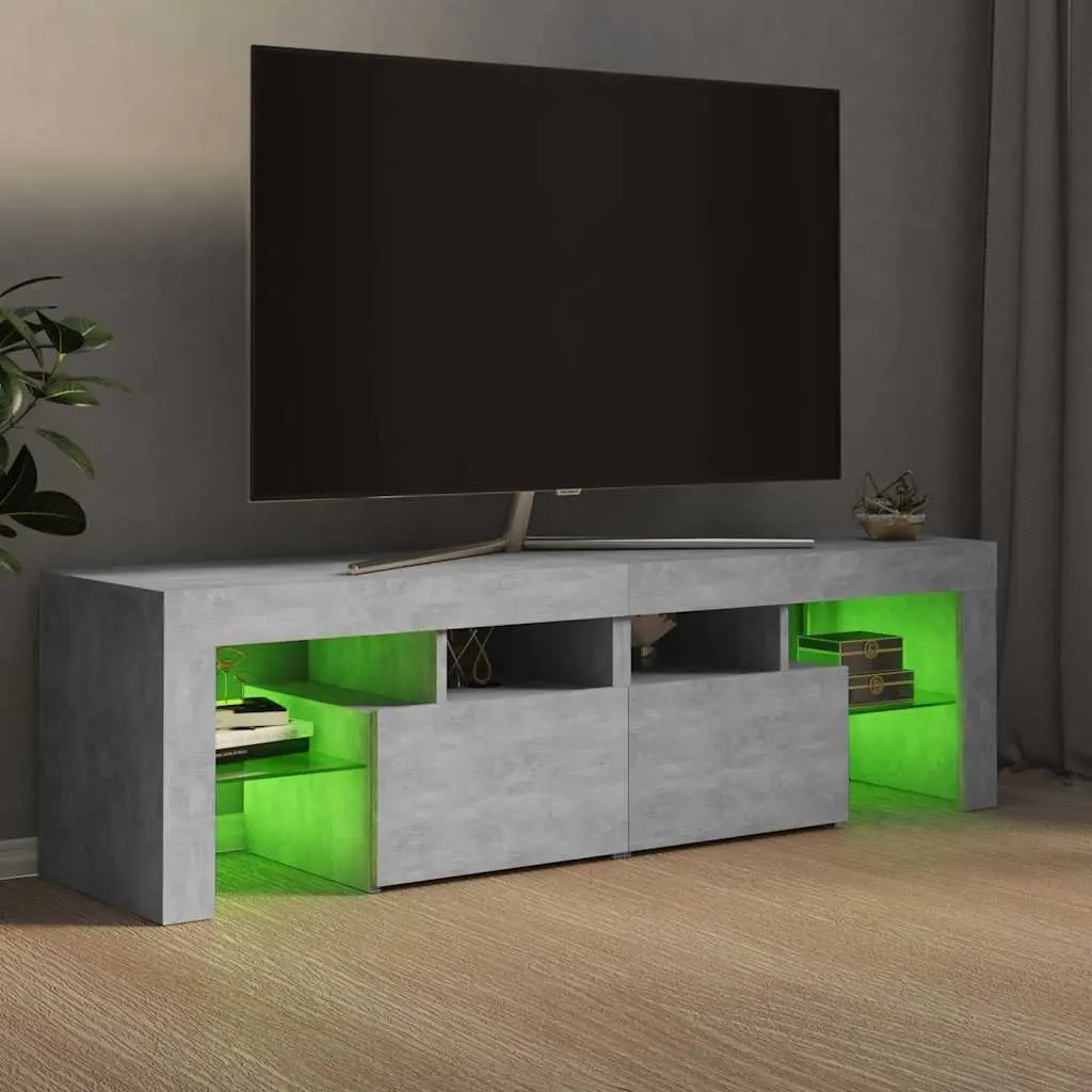 Concrete Grey TV Cabinet with RGB LED Lights 140x36.5x40cm