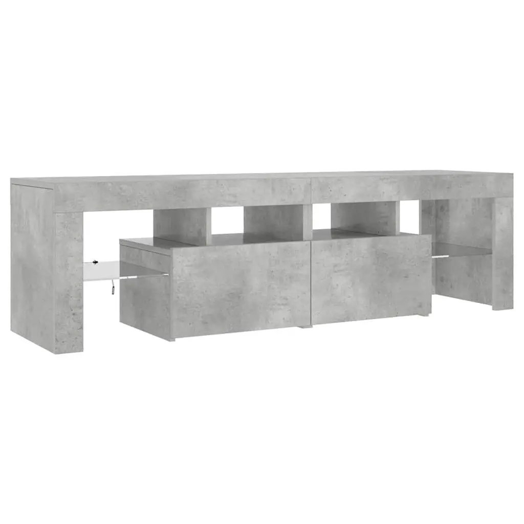 Concrete Grey TV Cabinet with RGB LED Lights 140x36.5x40cm